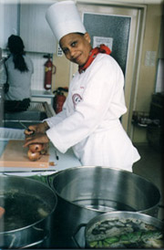 happy woman student chef